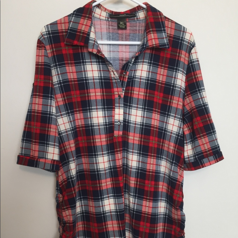 Amang Ny Plaid Thermal Button Up